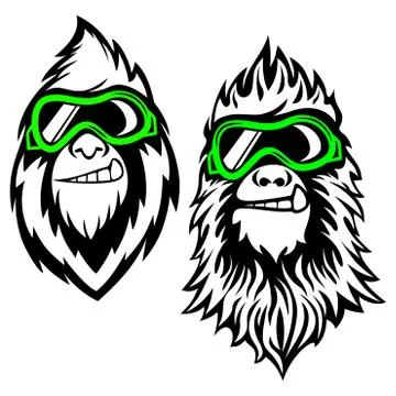Funny bearded yeti logo Stock Illustration