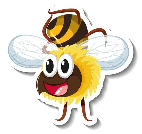 Funny bee dancing cartoon character sticker イラスト素材