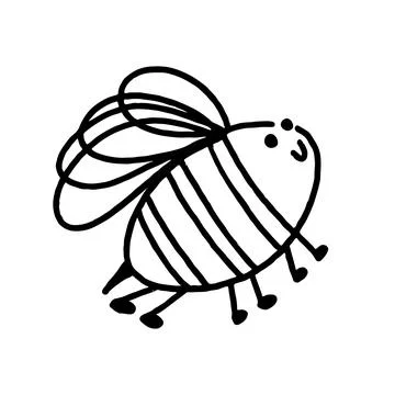 Funny bee in doodle style. Hand drawn cute flying insect vector illustration. Stock-Illustration