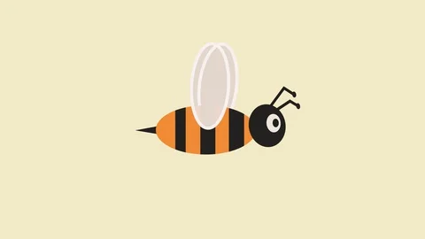 Funny bee flies and flaps its wings on a yellow background Vidéo 129955966