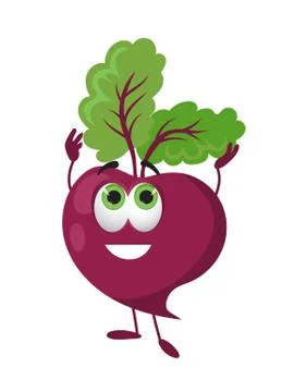 Funny Beetroot with eyes on white background Stock Illustration