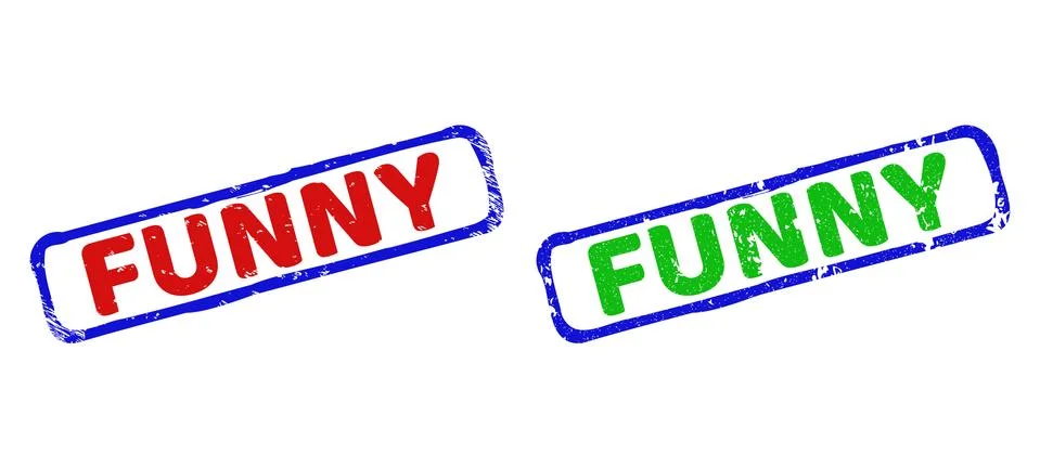 FUNNY Bicolor Rough Rectangle Stamps with Grunged Styles Illustrazione stock