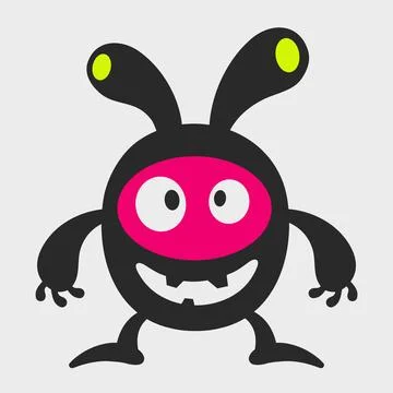 Funny big-eared monster. A funny and cute monster. Flat cartoon character d.. Stockillustratie