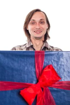 Funny with big gift Stock Photos