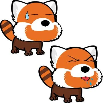Funny big head red panda character cartoon Stock Illustration