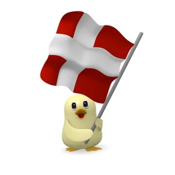Funny bird with Danish flag Stock Illustration