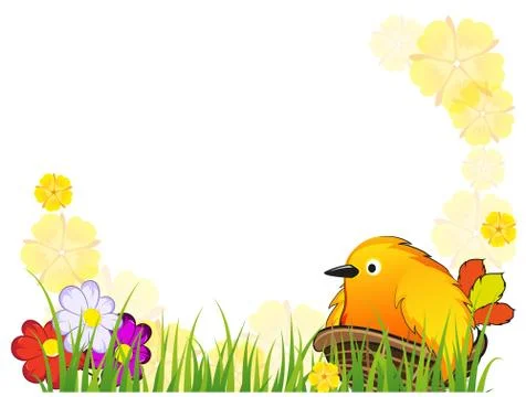 Funny bird in the nest Stock Illustration