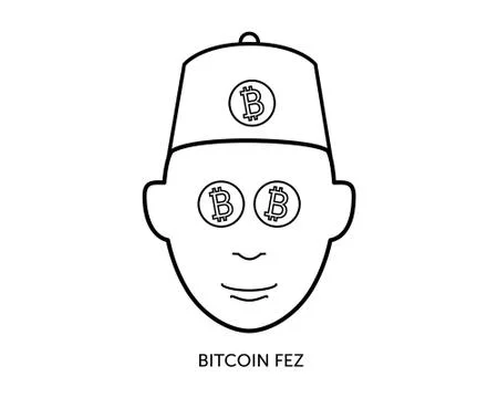 Funny Bitcoin Fez Stock Illustration