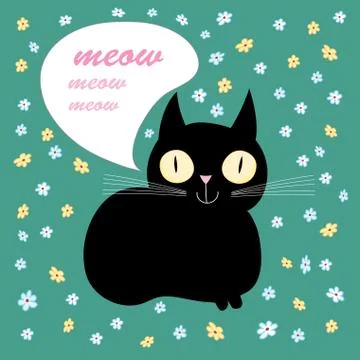 Funny black cat Illustrazione stock