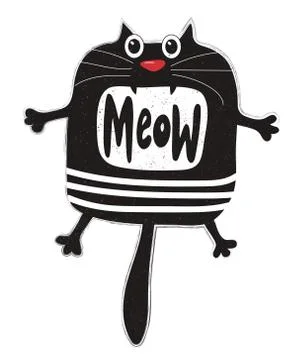 Funny black cat. Vector illustration for t-shirt and other uses Illustrazione stock