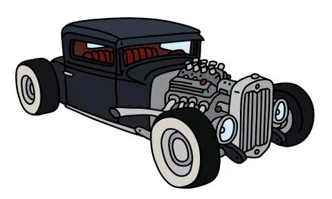 The funny black hotrod Stock Illustration