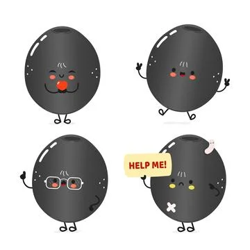 Funny Black Olive characters bundle set. Vector hand drawn doodle style car.. Illustrazione stock