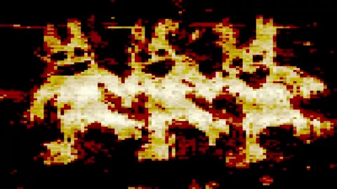 Funny blots monsters. Crazy 2D animation of dancing hares. Demon rabbits Stock Footage 317719124