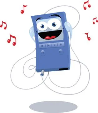 Funny blue mp3 player Stock Illustration