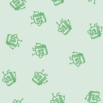 Funny book character line seamless pattern Stock Illustration