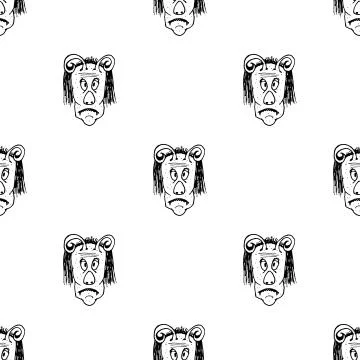 Funny Bored Monster Drawing Motif Seamless Pattern Stock Illustration