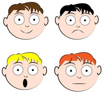 Funny boy face isolated on white background Stock Illustration