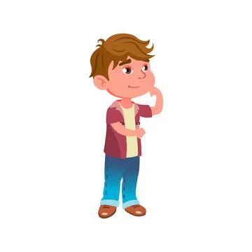 Funny boy kid looking at cute animal in zoo cartoon vector Stock Illustration
