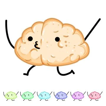 Funny brain character cartoon vector graphic Stock Illustration