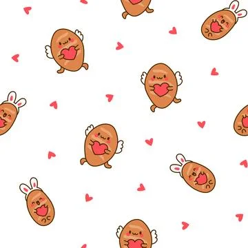 Funny bread characters. Seamless pattern. Illustrazione stock