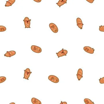 Funny bread characters. Seamless pattern. 스톡 일러스트