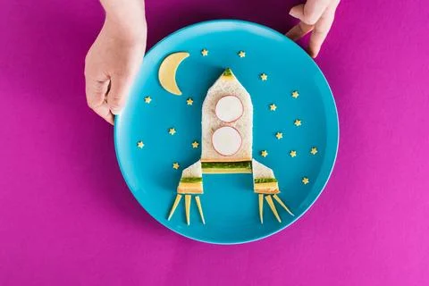 Funny breakfast for child Stock Photos