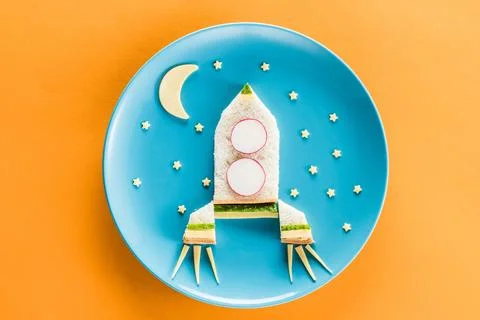 Funny breakfast for child Stock Photos