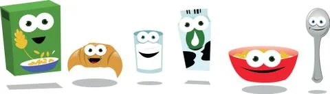 Funny Breakfast Friends Stock Illustration