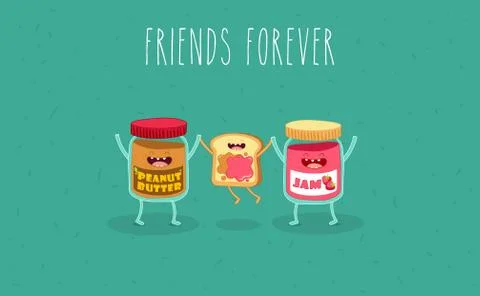 Funny breakfast set. Comic characters. Vector illustrations. Stock Illustration