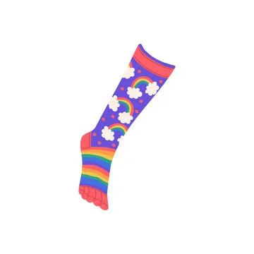 Funny bright sock, cartoon vector illustration isolated on white. Stock Illustration