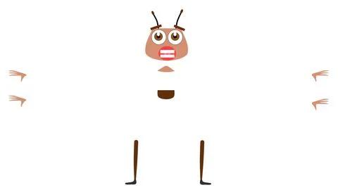 Funny brown alien character with antennas big eyes waving arms excitedly Stock Illustration