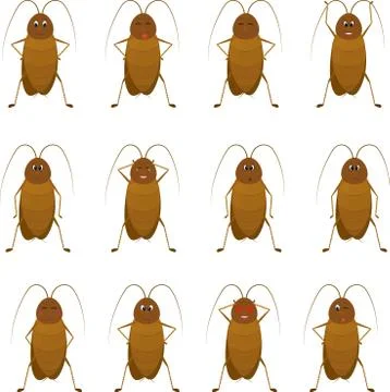 Funny brown cockroach standing and smiling on a white background Stock Illustration