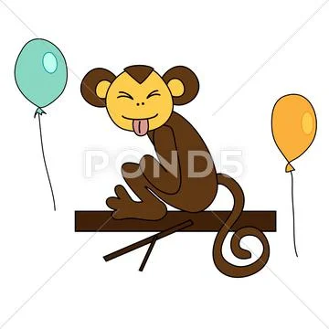 Funny brown monkey Illustrazione stock