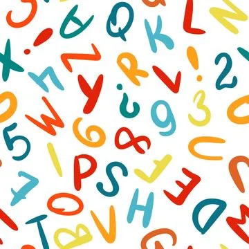 Funny bubble letters and numbers seamless pattern イラスト素材