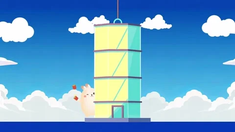 Funny Building Day: Blue Sky White Cloud Funny Animal Day funny day over Stock Footage 307979601