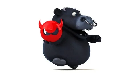 Funny bull with devil Video stock 75849170