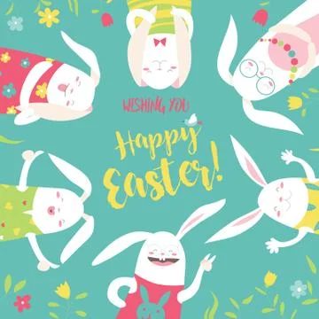 Funny bunnies celebrating Easter Stock Illustration