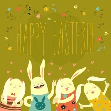 Funny bunnies celebrating Easter Stock Illustration