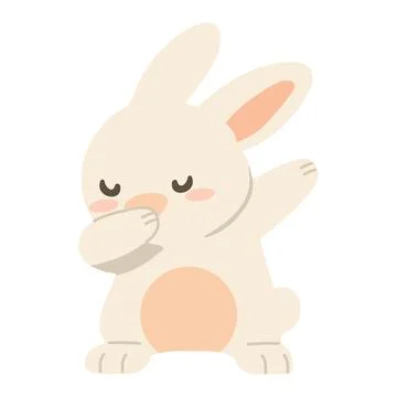 Funny Bunny Dabbing Dance Moves Stock Illustration