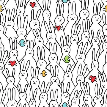 Funny bunny seamless pattern Stock Illustration