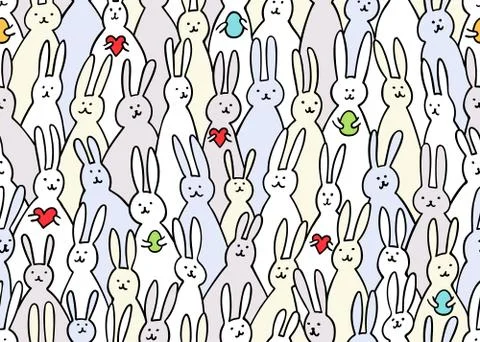 Funny bunny seamless pattern Stock Illustration