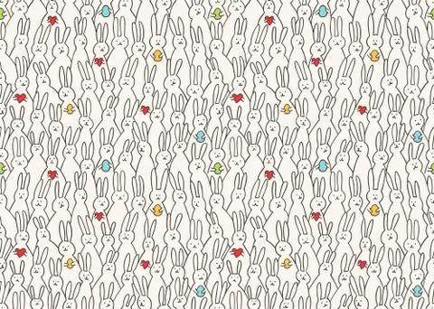 Funny bunny seamless pattern. Illustration of cute easter bunnies Stock Illustration
