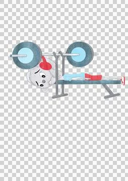 Funny Bunny Trapped Under Barbell Watercolor PNG Clipart Stock Illustration