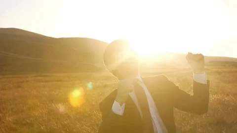 Funny businessman dancing Stock Footage 100722576