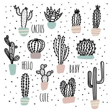 Funny cacti Stock Illustration