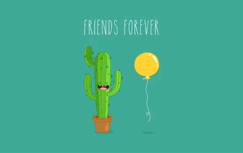 Funny cactus stickers. Vector illustrations can be used as a sticker. Stock Illustration