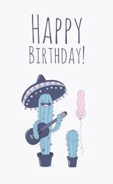 Funny cactus stickers. Vector illustrations can be used as a sticker. Stock Illustration