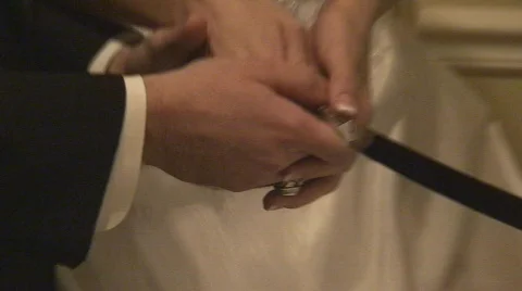 Funny Cake Cutting (Knife Breaks) Stock Footage 572112