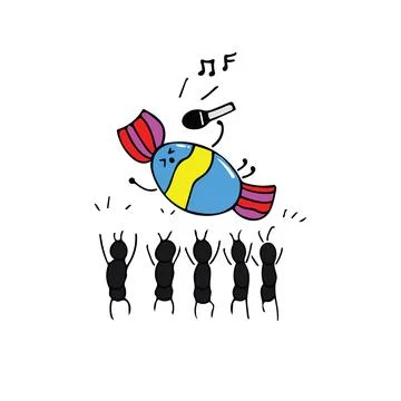 Funny candy and ants crowd surfing vector Cartoon Mascot Character Vector i.. 스톡 일러스트