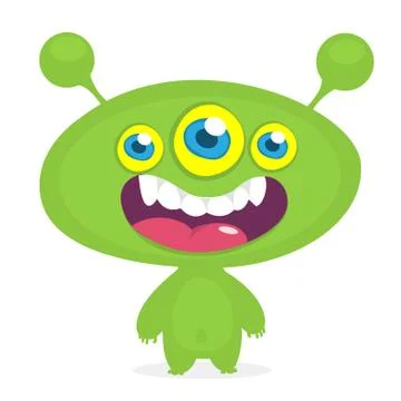 Funny cartoon alien. Vector illustration of cute monster creature Stock Illustration